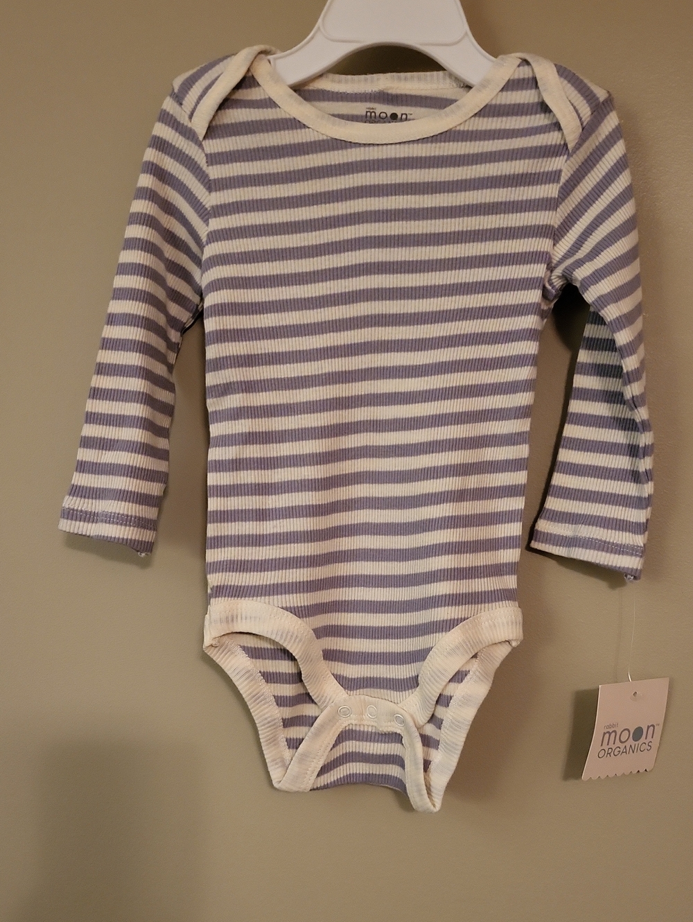 NWT rabbit moon organics striped ribbed long sleeve onesie/bodysuit